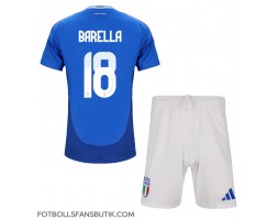 Italien Nicolo Barella #18 Replika Hemmatröja Barn EM 2024 Kortärmad (+ Korta byxor)